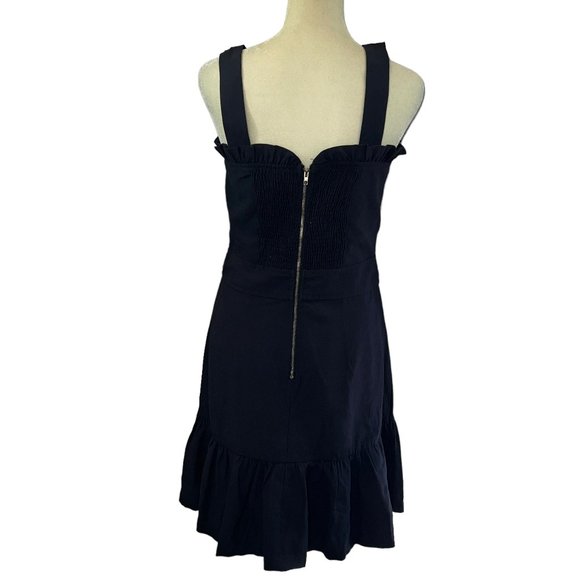 Like New AQUA Bloomingdale's Navy Blue Ruffle Mini Dress Size Small - Picture 2 of 10